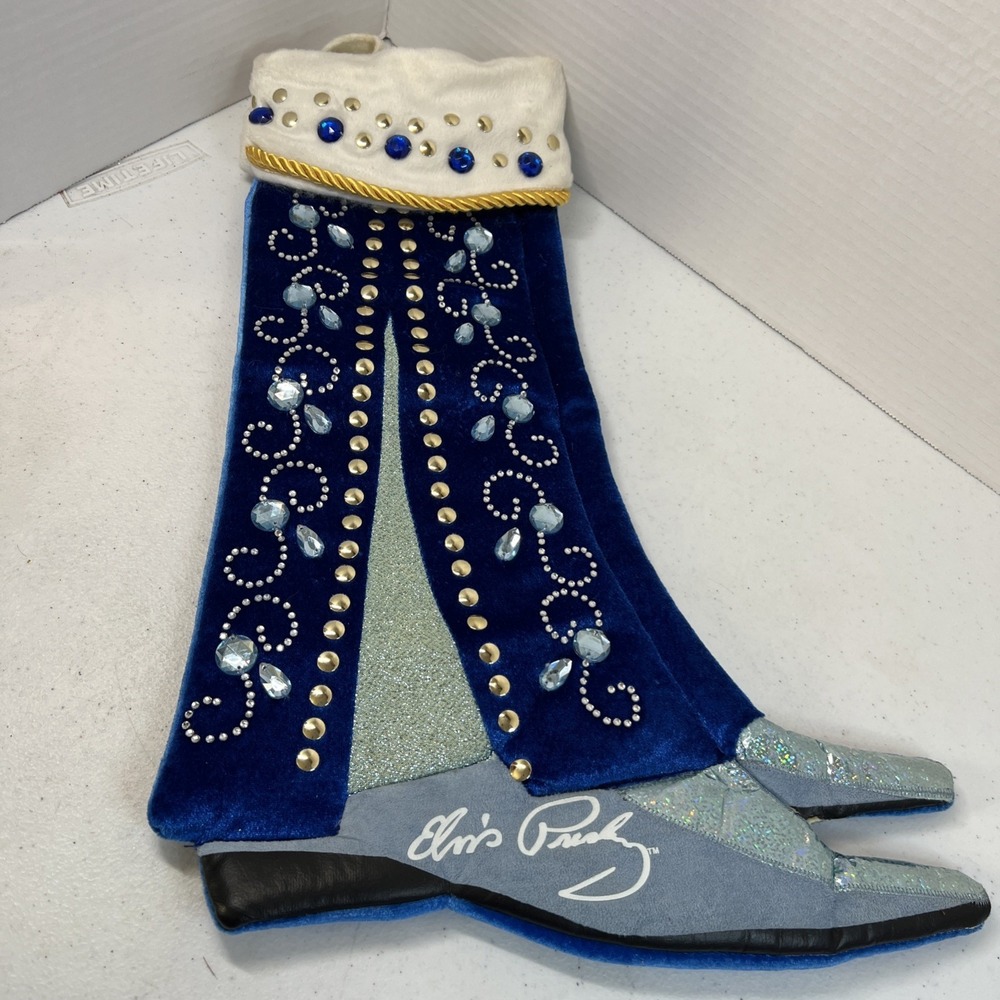 Elvis‎ Presley Kurt S Adler 2007 Christmas Blue Bedazzled Stocking 17 Inch
